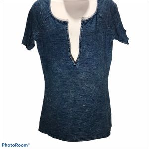 NWOT Denim-look Deep Plunge Tee